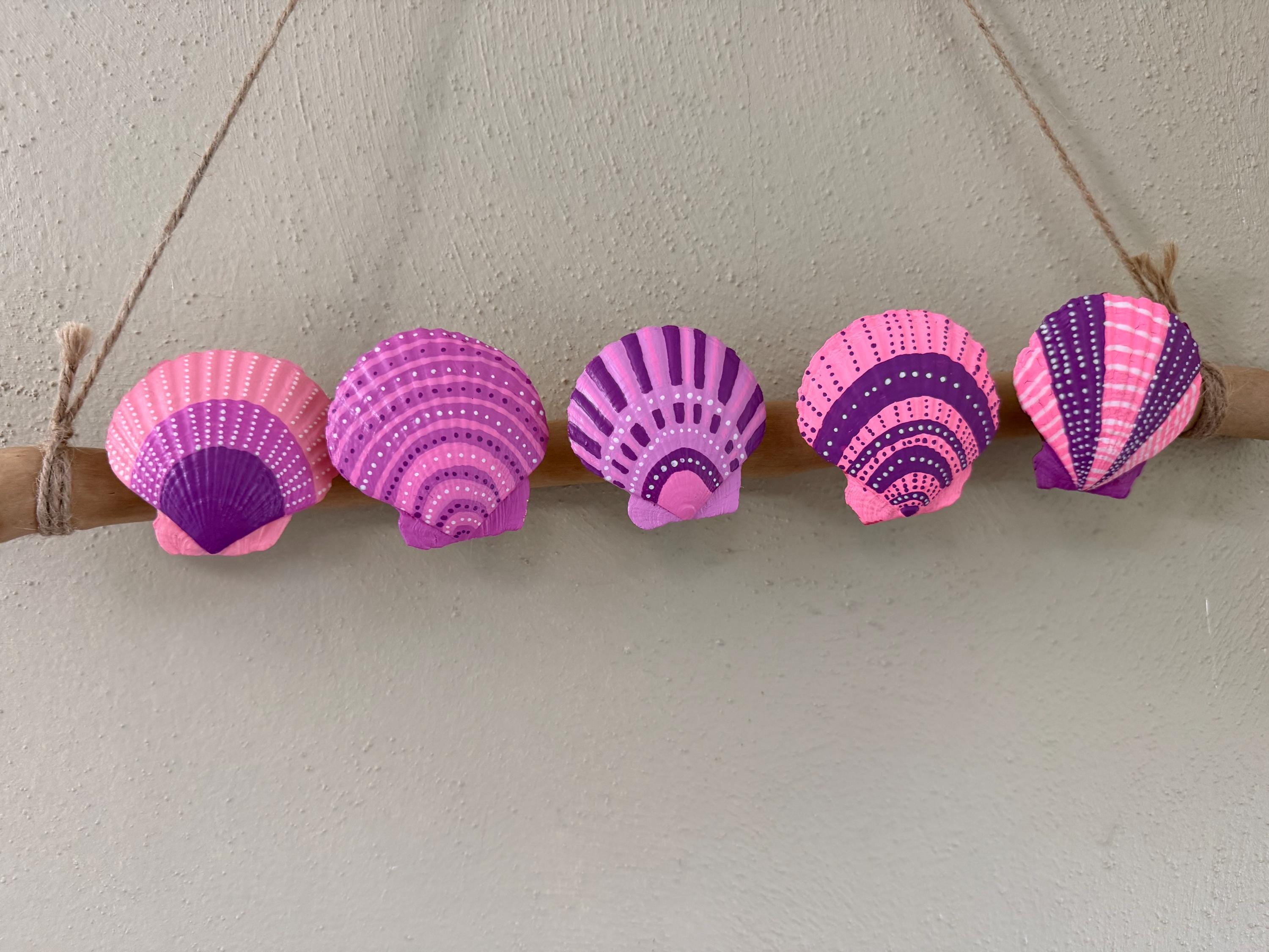 Hand Painted Pink and Purple Seashell & Driftwood Bikini + Accessory Hanger Rack